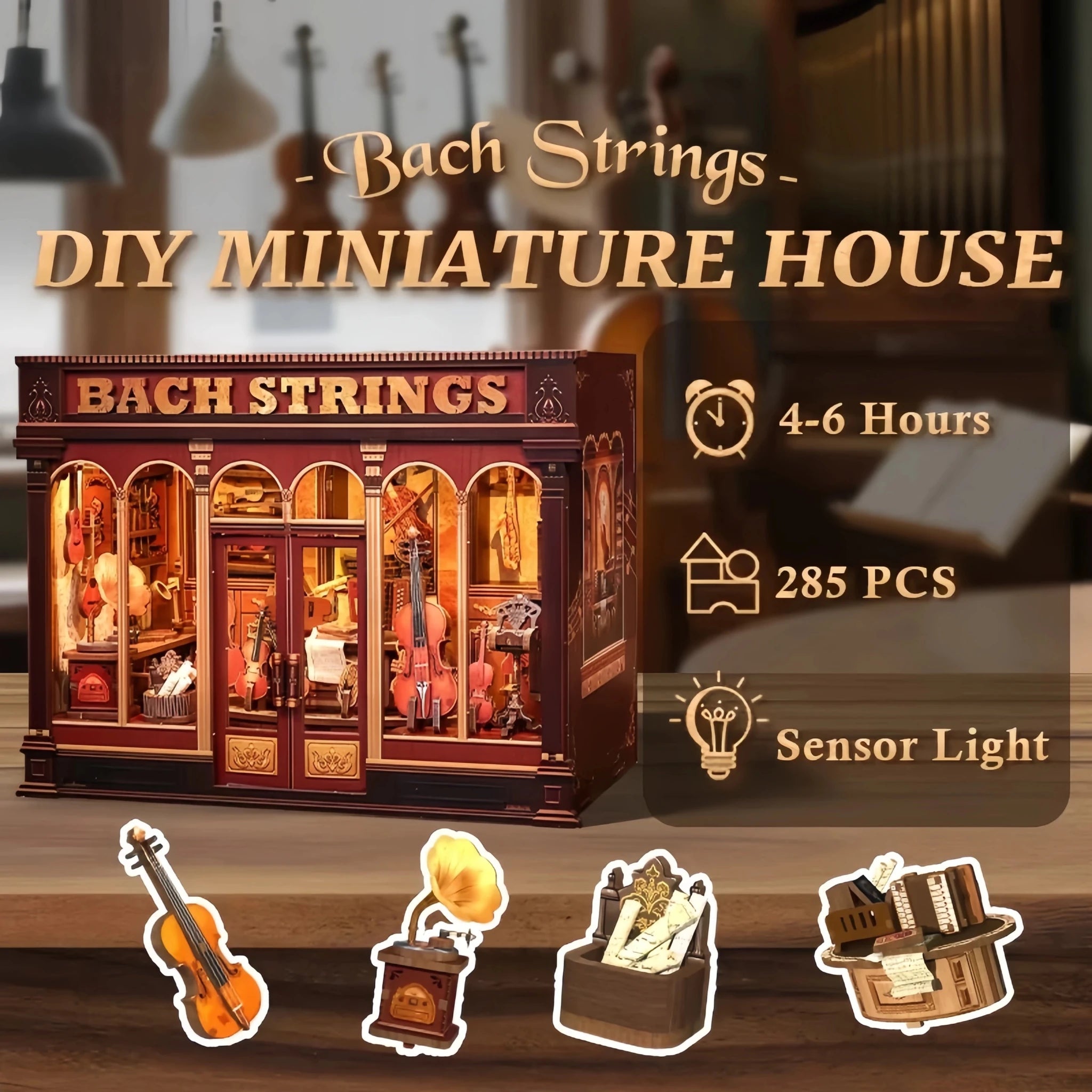 Bach Strings – DIY book nook kit, HiNooki (image 3)