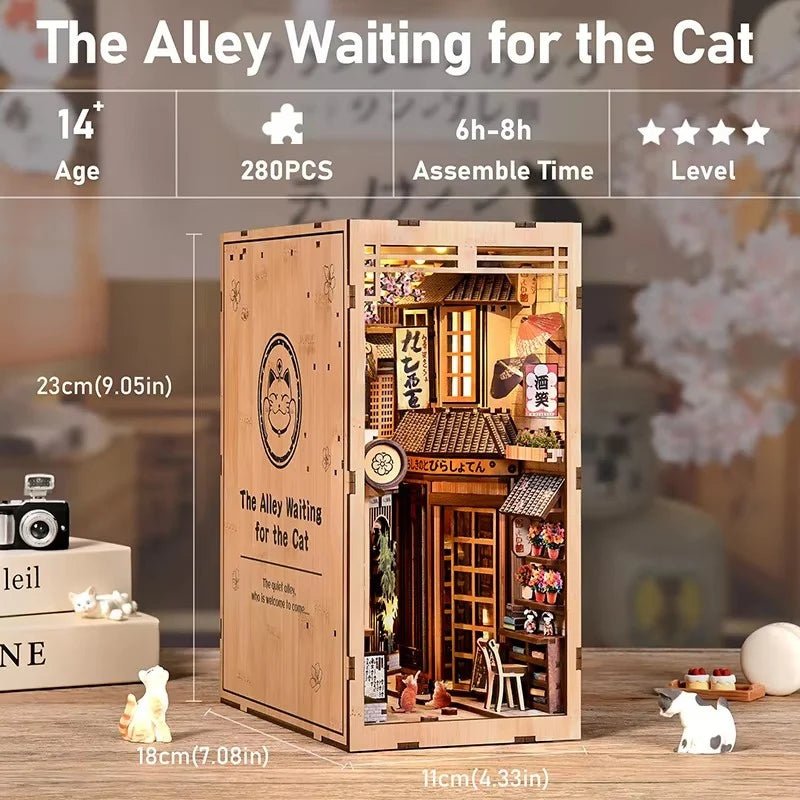 Cat Alley – DIY book nook kit, HiNooki (image 5)