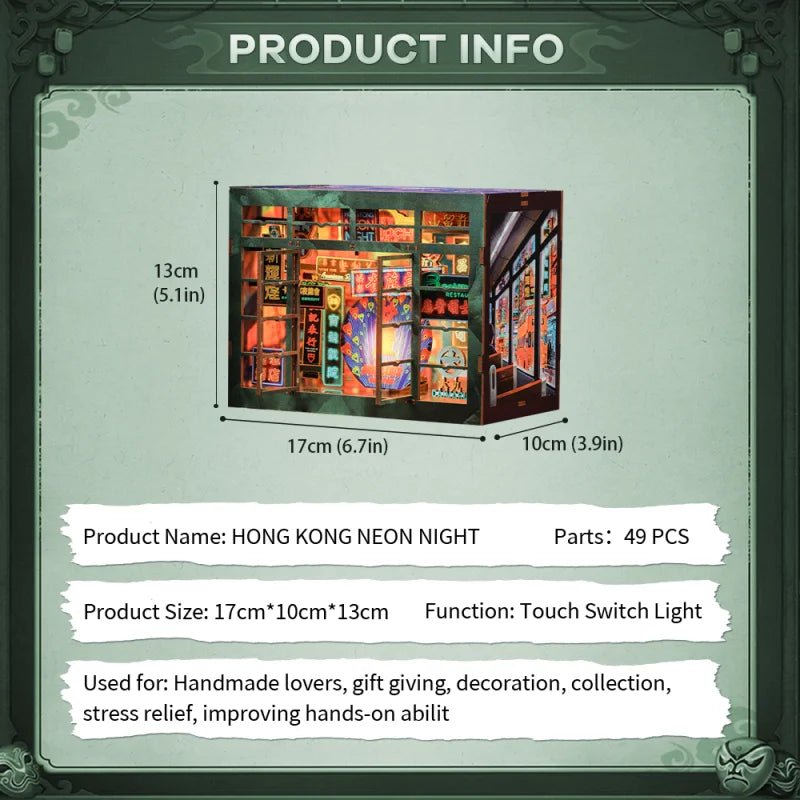 Hong Kong Neon Night – DIY book nook kit, HiNooki (image 6)