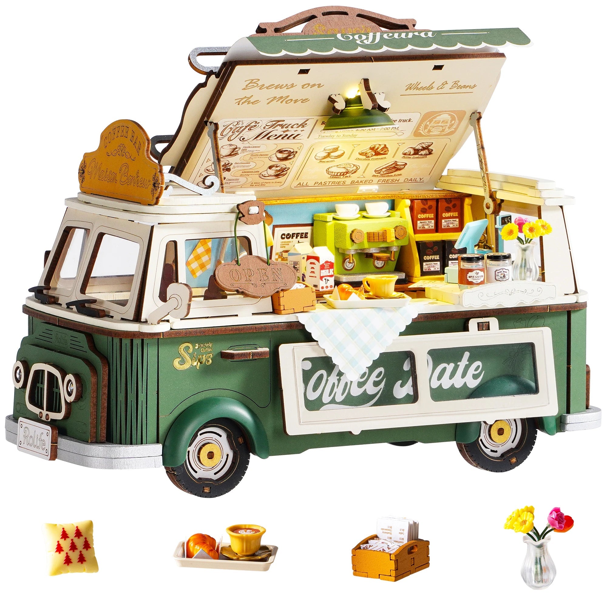 Leo's Coffee Truck – 3D wooden puzzle kit, HiNooki (image 7)
