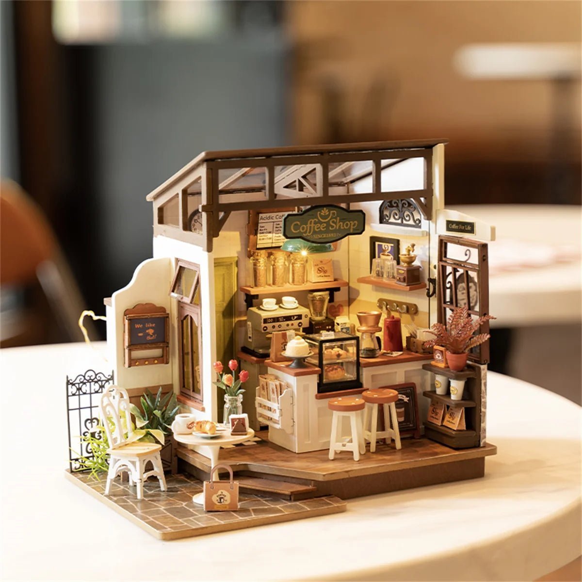 NO.17 Cafe – 3D wooden puzzle kit, HiNooki (image 5)