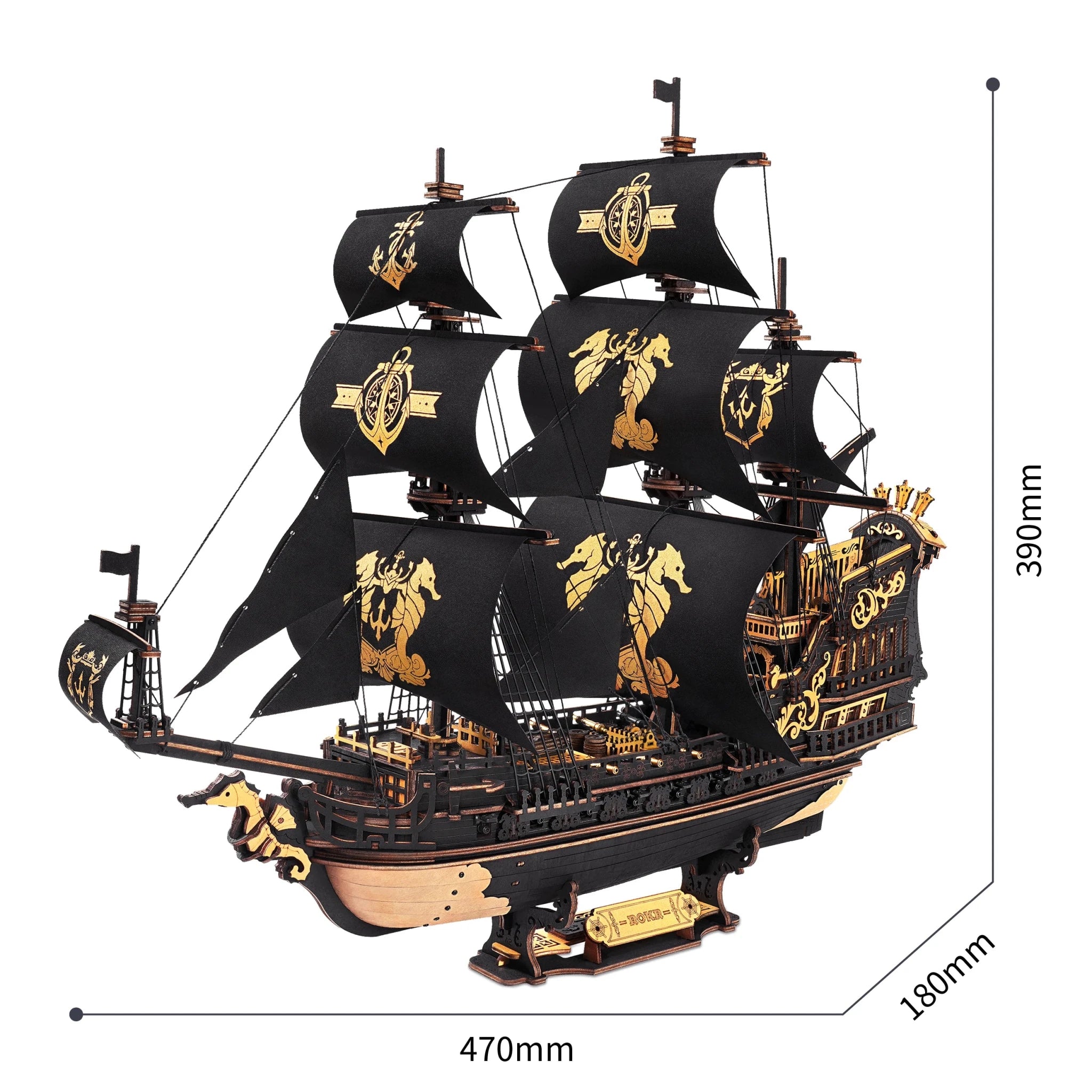 The Seahorse Barque – 3D wooden puzzle kit, HiNooki (image 7)