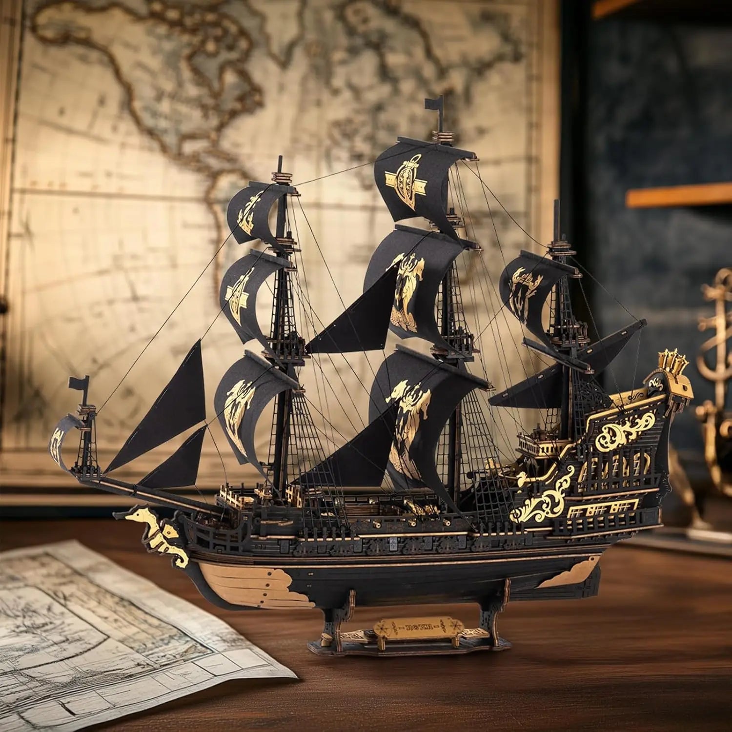The Seahorse Barque – 3D wooden puzzle kit, HiNooki (image 3)