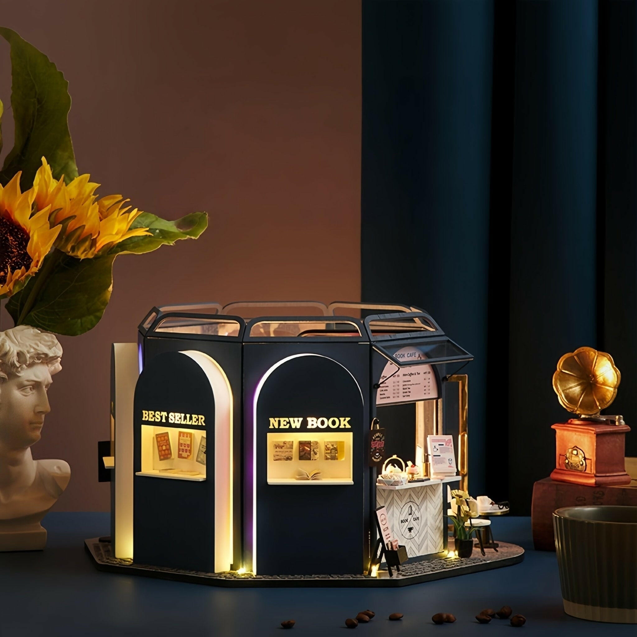 Book Cafe – DIY miniature house kit, HiNooki (image 1)