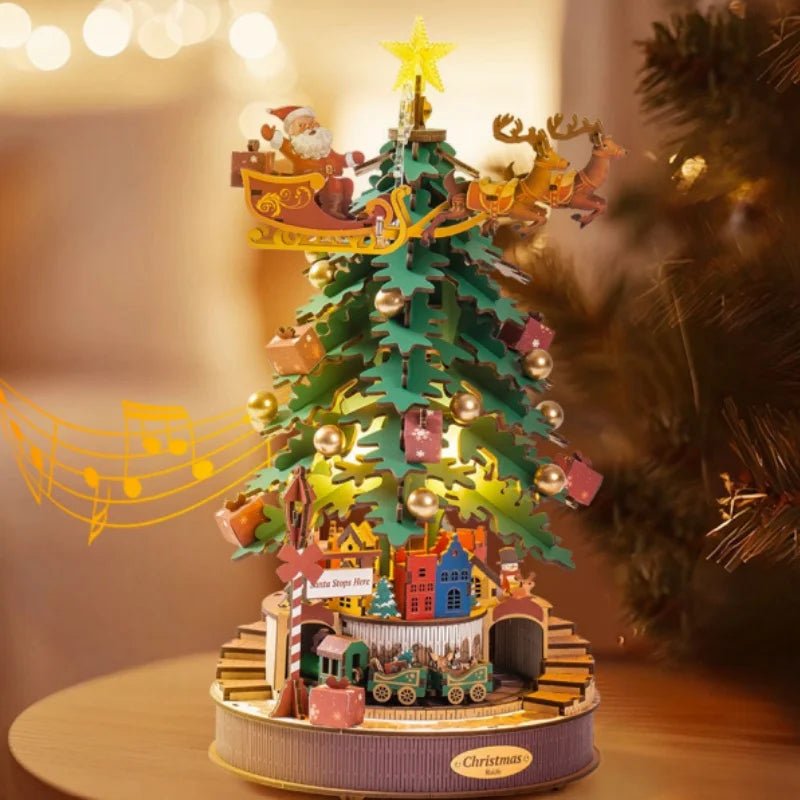 Christmas Melody Tree – 3D wooden puzzle kit, HiNooki (image 1)