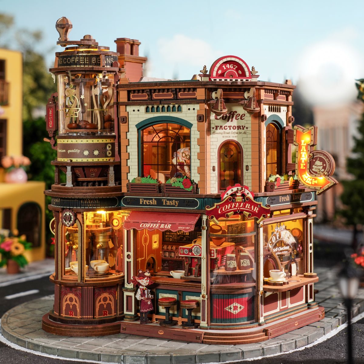 Coffee Factory – 3D wooden puzzle kit, HiNooki (image 1)