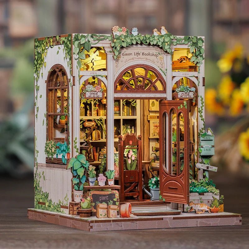 Green Life Bookshop – DIY book nook kit, HiNooki (image 1)