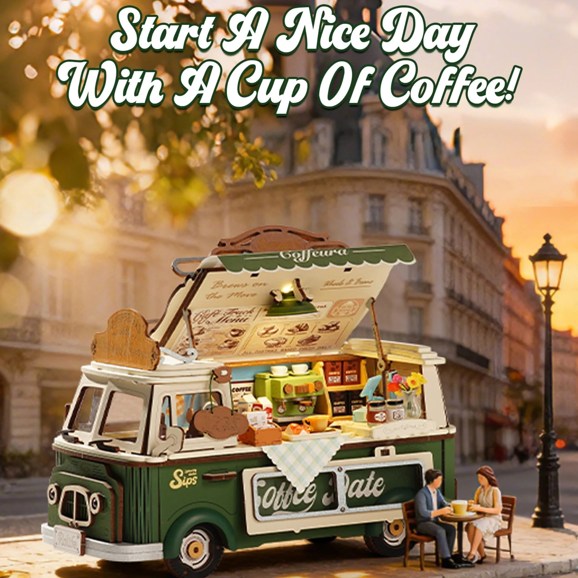 Leo's Coffee Truck – 3D wooden puzzle kit, HiNooki (image 4)