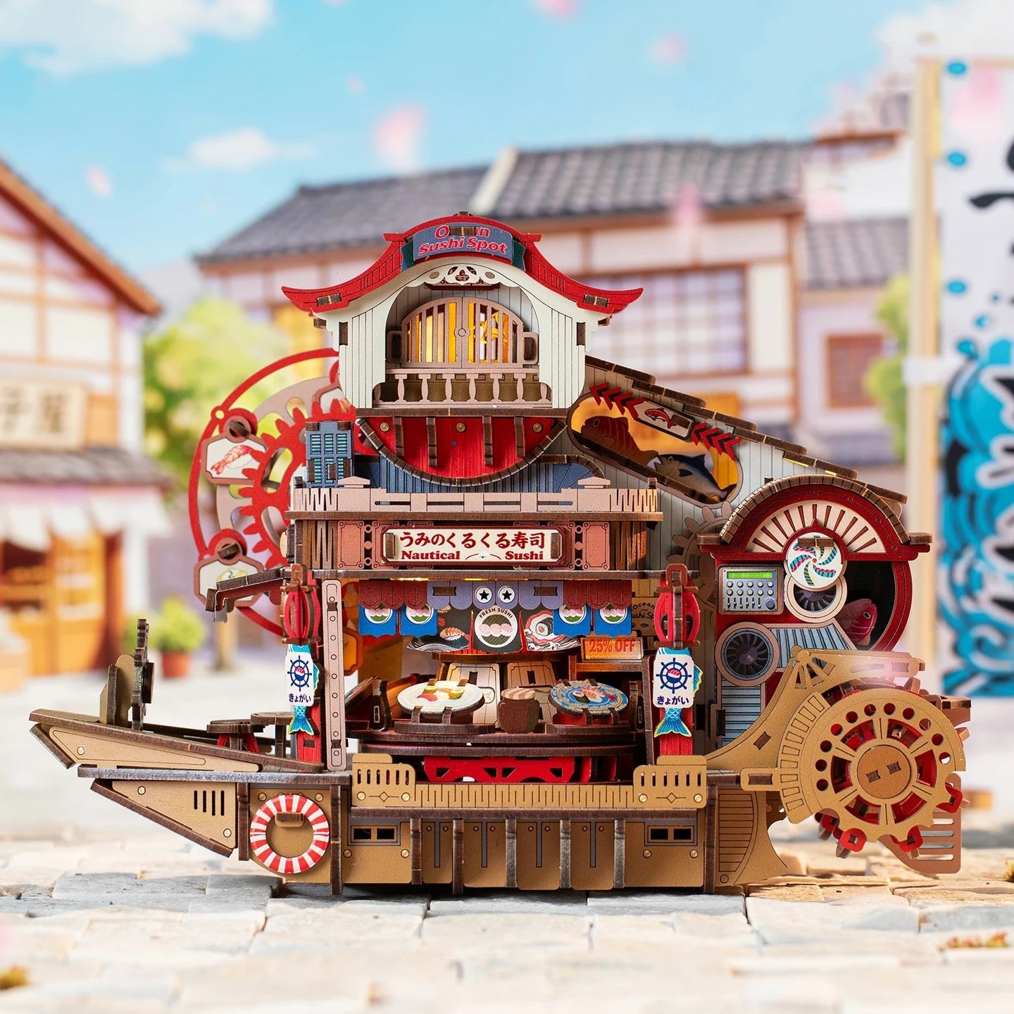 Nautical Sushi – 3D wooden puzzle kit, HiNooki (image 1)