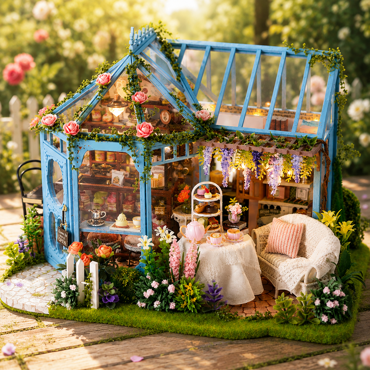 Rose Garden Tea House – DIY miniature house kit, HiNooki (image 1)