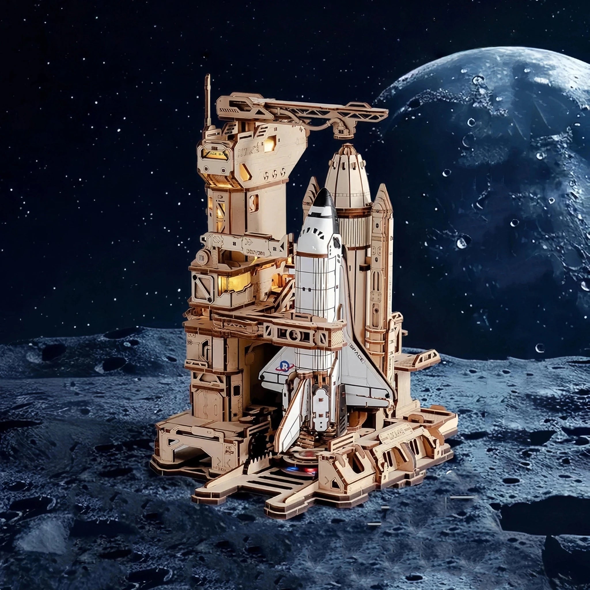 Space Shuttle – 3D wooden puzzle kit, HiNooki (image 1)
