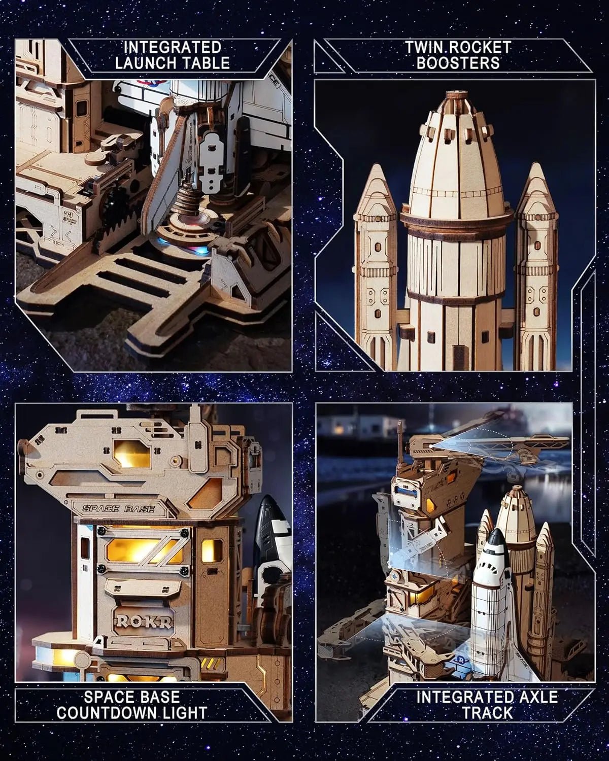 Space Shuttle – 3D wooden puzzle kit, HiNooki (image 2)