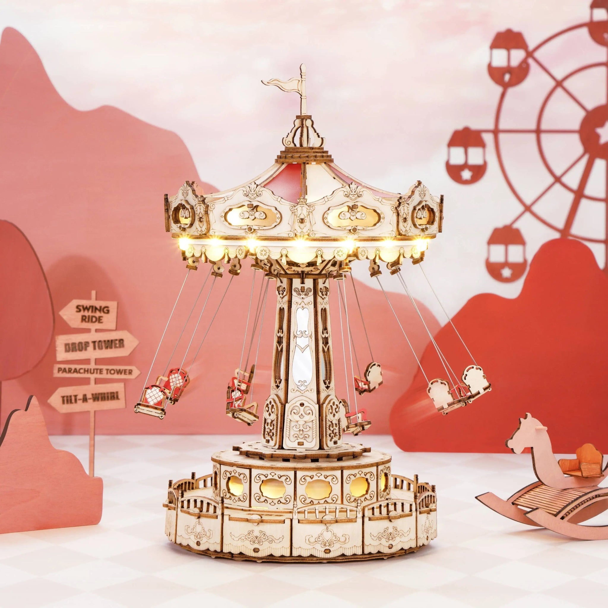 Swing Ride – 3D wooden puzzle kit, HiNooki (image 1)